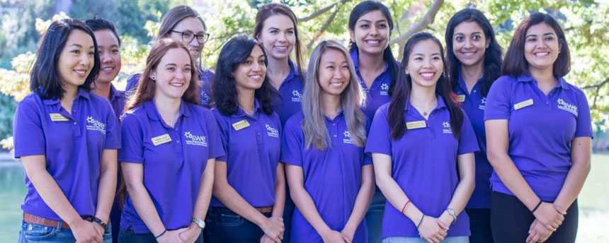 Members of the Society of Women Engineers pose