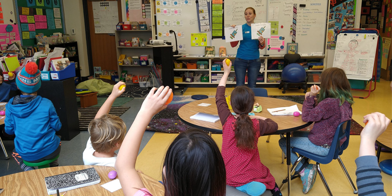 Dr. Deborah Thomson teaching elementary students about One Health