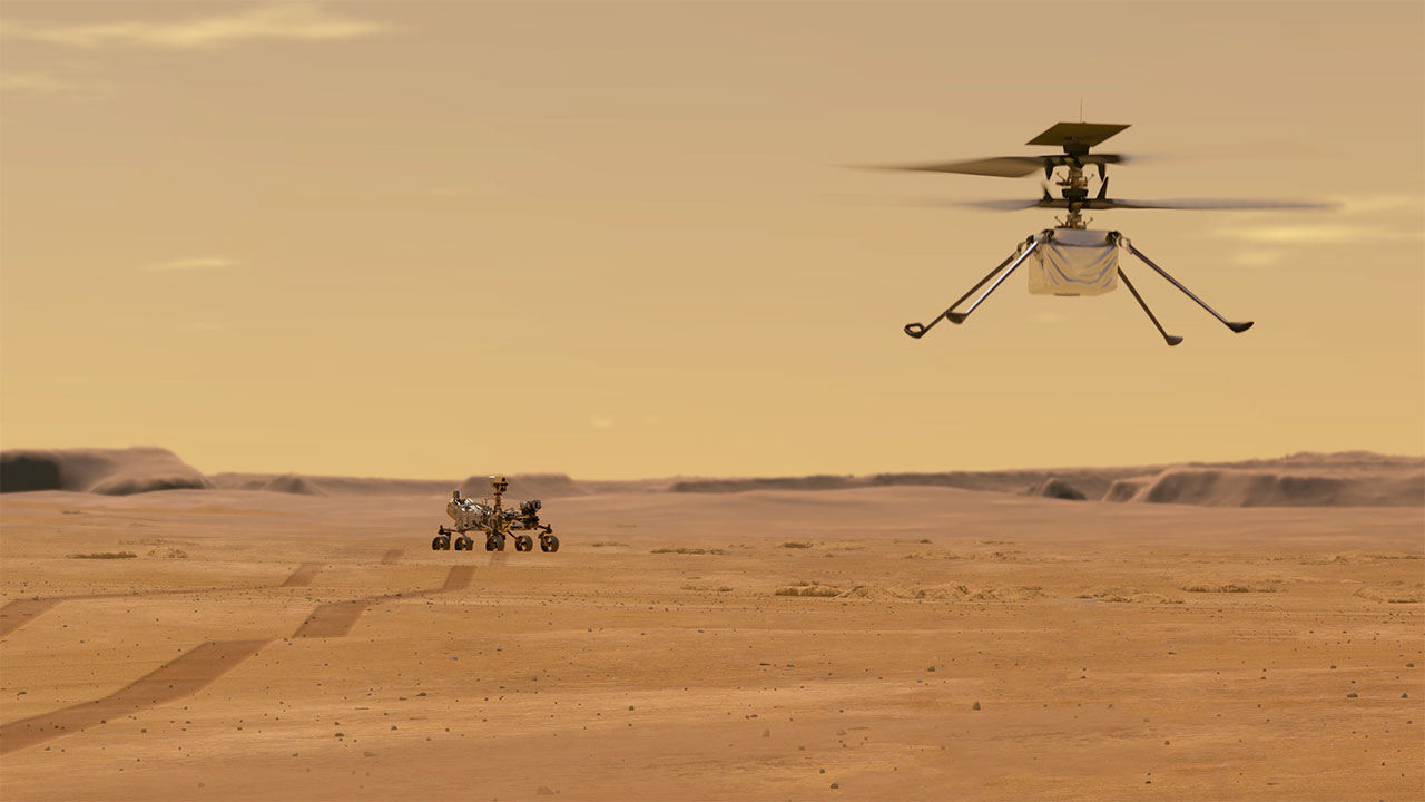 rover illustration with helicopter