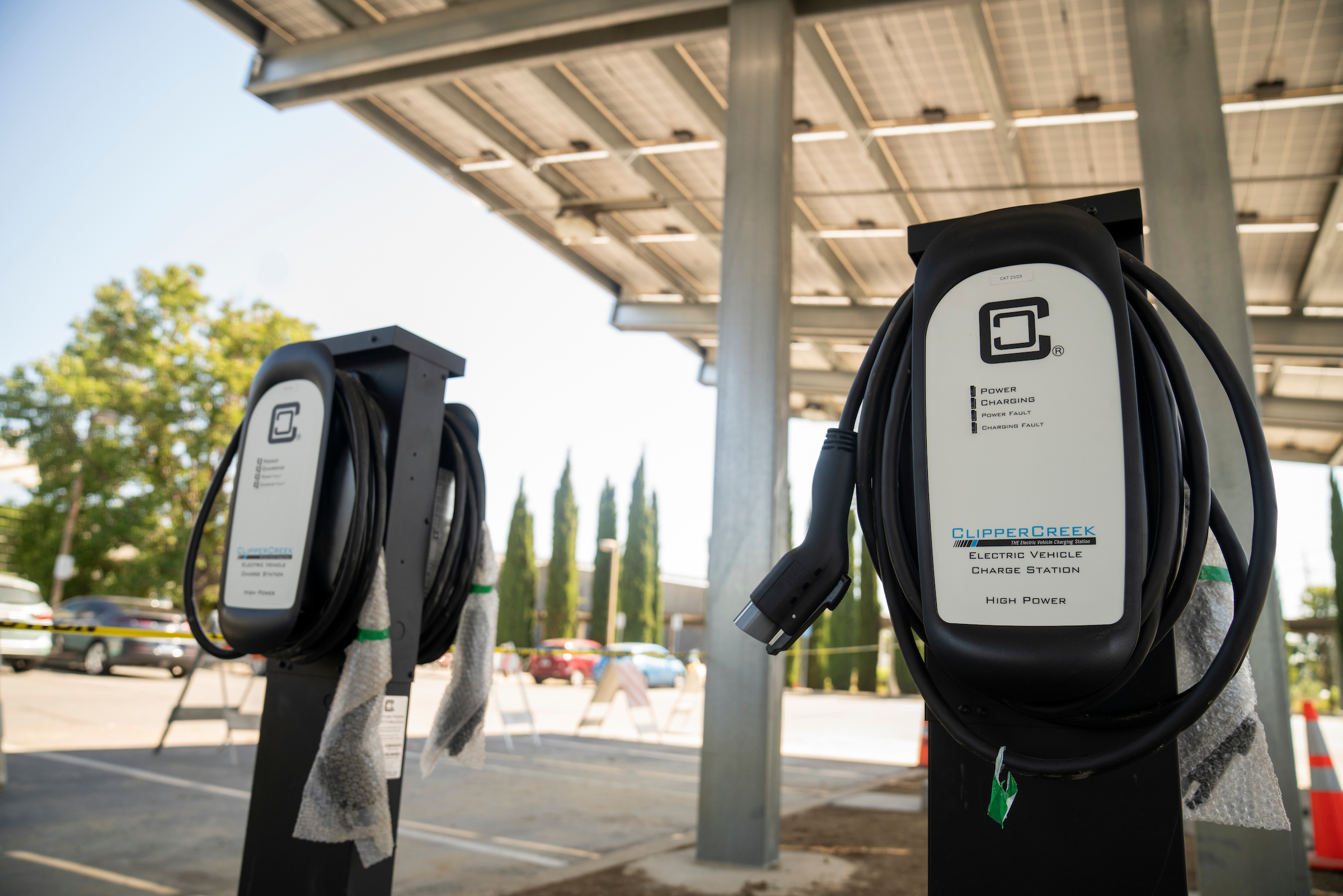 two electric chargers in UC Davis parking lot