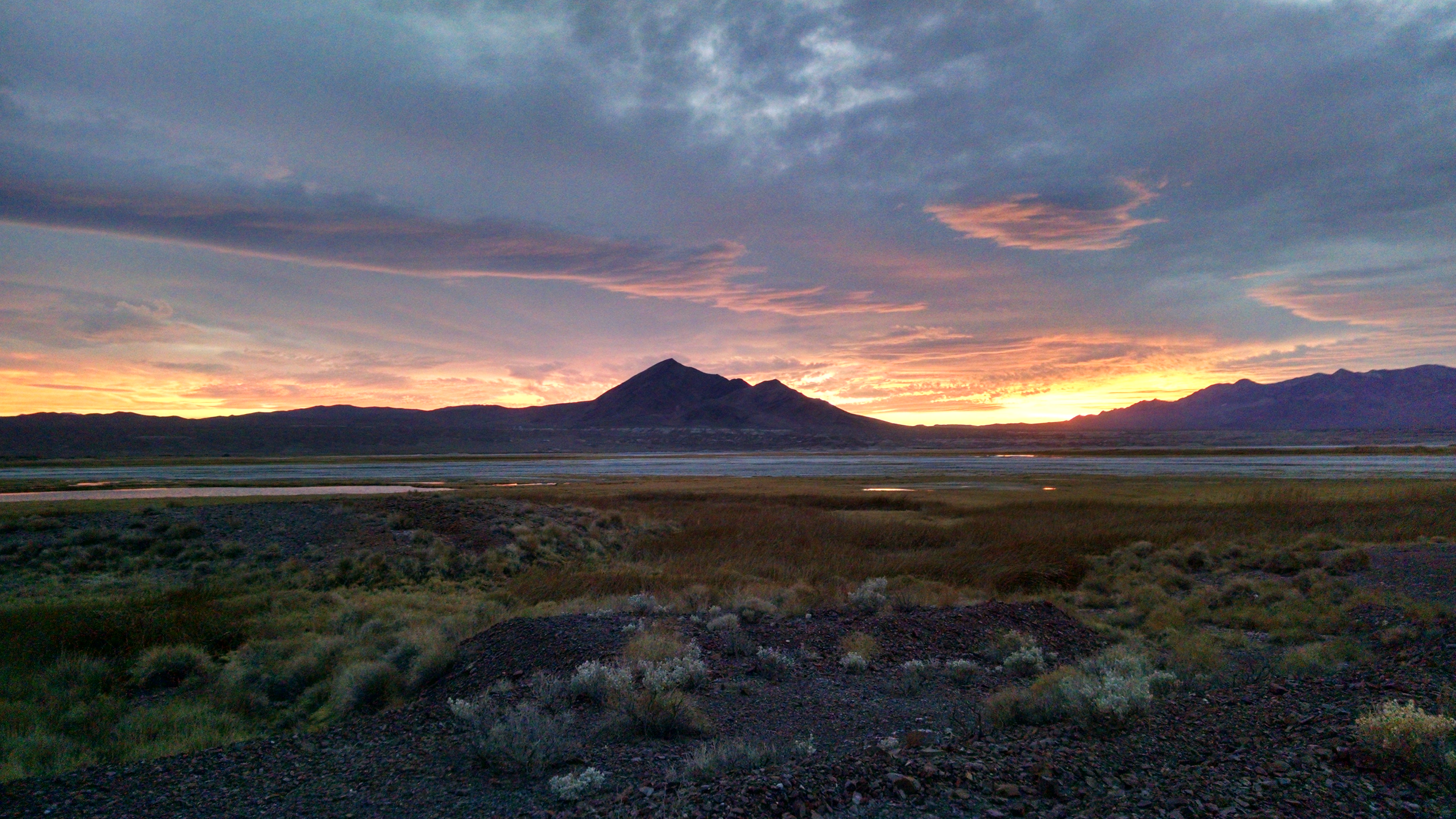 Landscape of the Amargosa playa at sunset