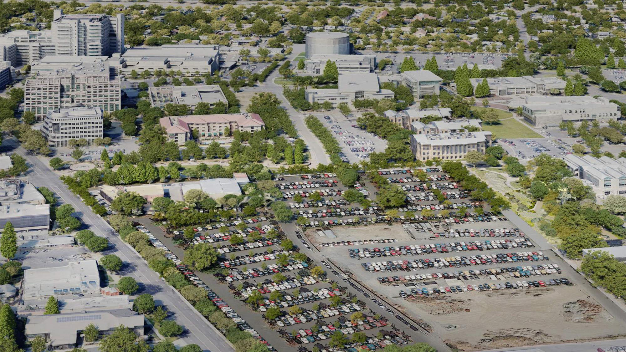 Aggie Square before: parking lot