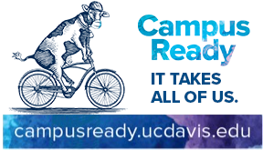 Campus Ready graphic, cow on bicycle