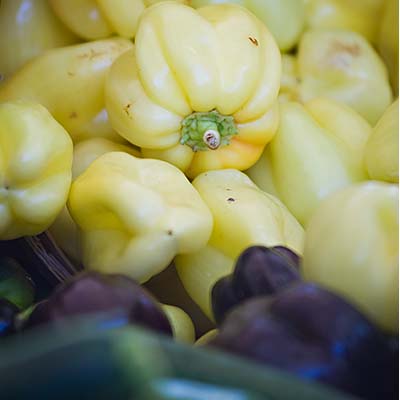 white and purple bell peppers