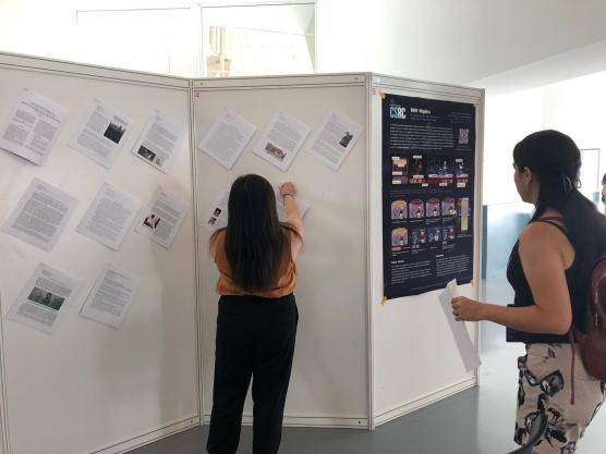 People looking at exhibits