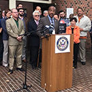 Gary May speaks with Rep. Doris Matsui.