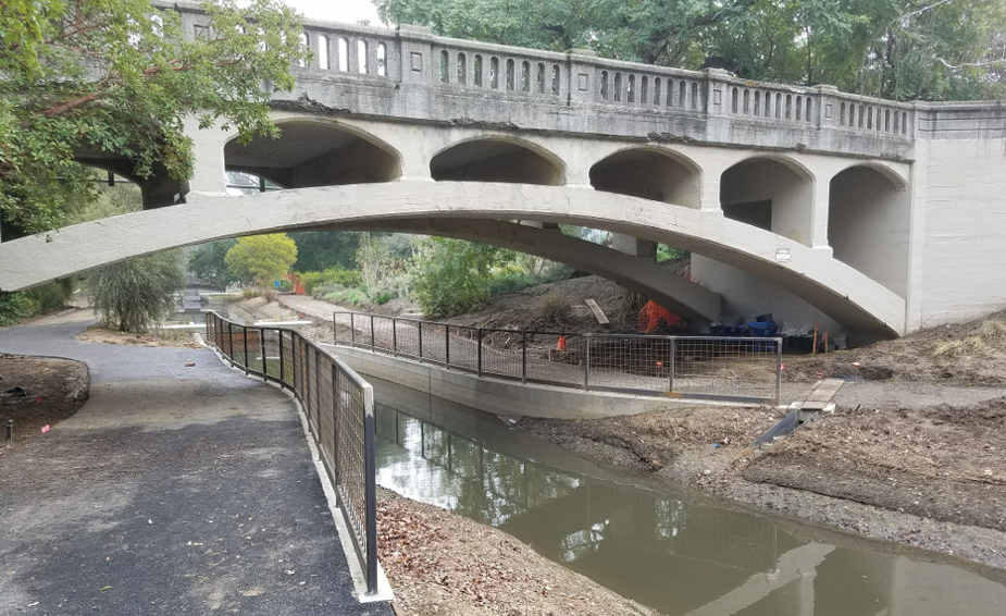 North path of arboretum waterway, under Old Davis Road bridge