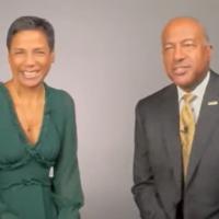 Chancellor May and LeShelle in a studio answering questions