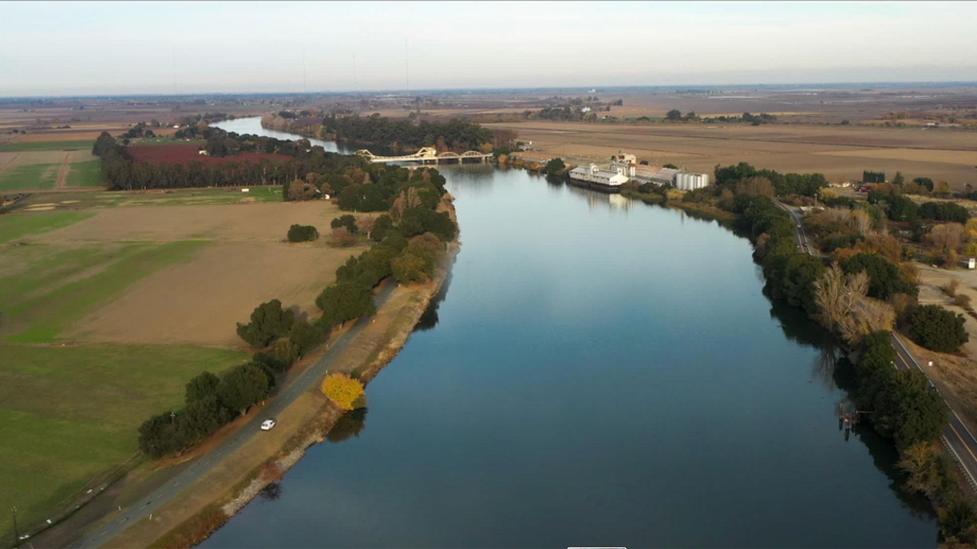 Aerial view of sacramento river