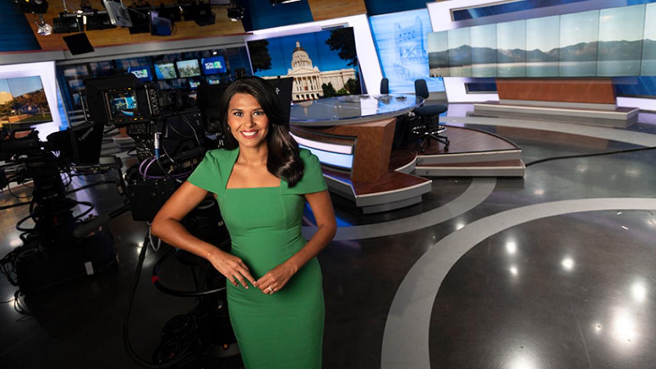 Andrea Flores in the studio at KCRA