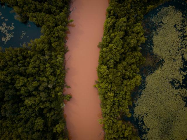 The Bad River on the reservation of the Bad River Band of Lake Superior Tribe of Chippewa (Ojibwe).