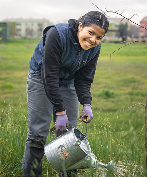 Graduating senior Nurjannah Wiryadimejo , an environmental science and management major. 