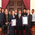 Basketball players with state senators.