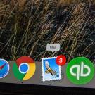 Mac task bar with mail icon showing three unread emails.