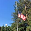 Photo: U.S. flag at half-staff on campus