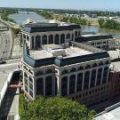 Aerial photo of One Capitol Mall and nearby freeway. 