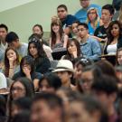 Students in a lecture hall at UC Davis.