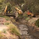 Dry Arboretum Waterway, with construction equipment