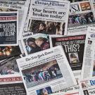 Local and national newspapers after the 2012 shooting in Newtown, Connecticut