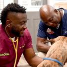 Critter Fixer veterinarians Terrence Ferguson and Vernard Hodges examine a dog at their practice in Georgia