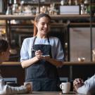 Waitress taking an order at restaurant