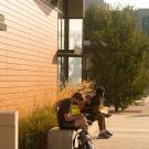 Students wit outside Walker Hall