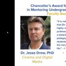 Professor Jesse Drew award slide, with his photo