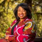 Renetta Garrison Tull in pink dress, environmental