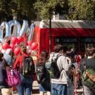 People gather for Unitrans’ 100 millionth rider celebration