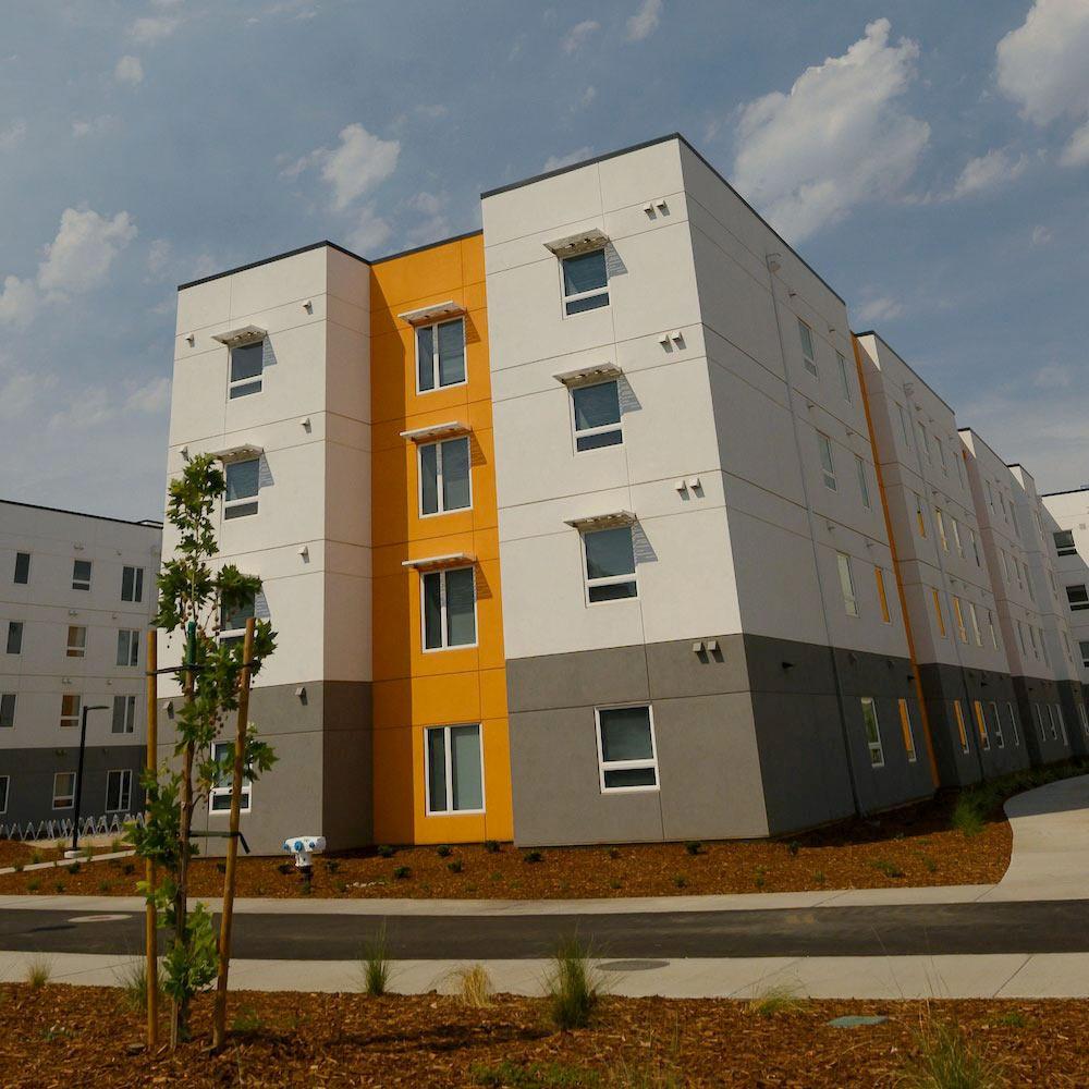 An aparment building in UC Davis's West Village