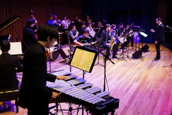 A jazz band on stage,