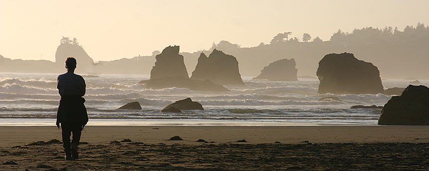 Man standing at the edge of the ocean