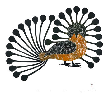 A photo of artist Kenojuak Ashevak's Radiant Owl.