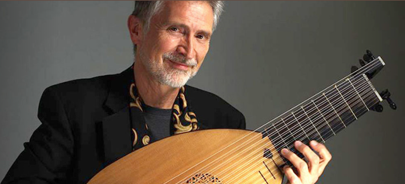 Ronn McFarlane holding his lute.