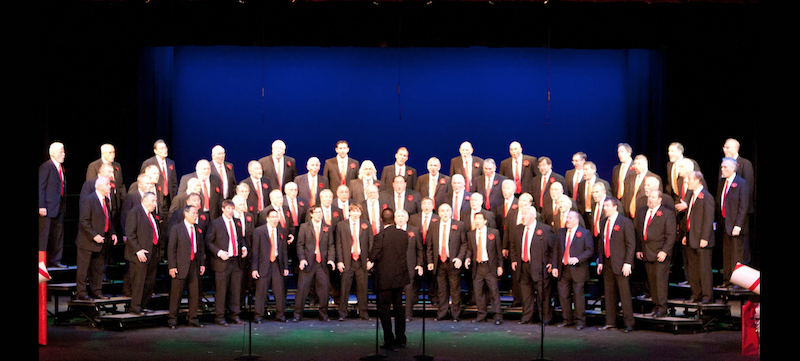 The choral group on stage.