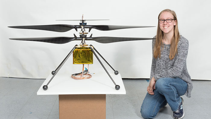 Sara Langberg with the rover helicopter