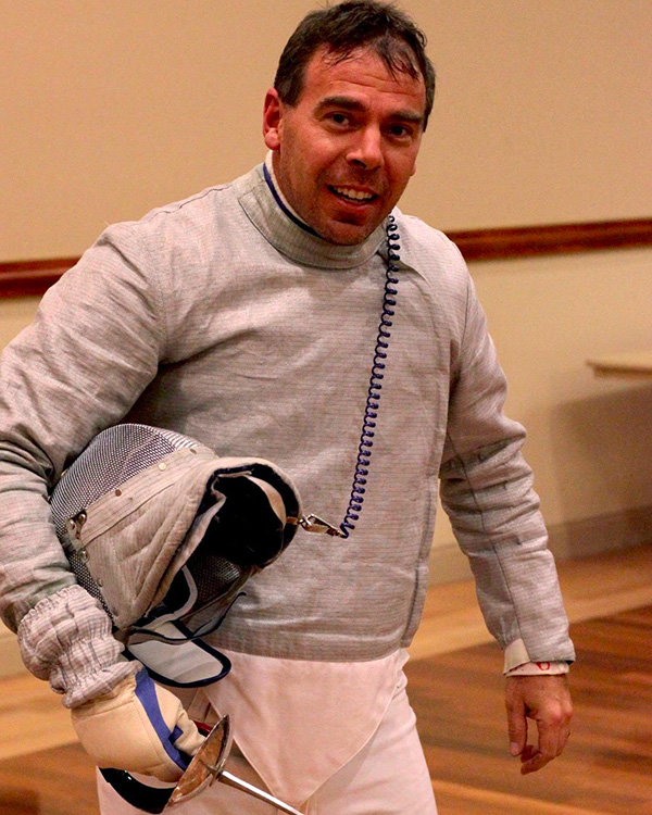 Professor Paul Erickson in his fencing attire