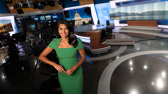 Andrea Flores in the studio at KCRA